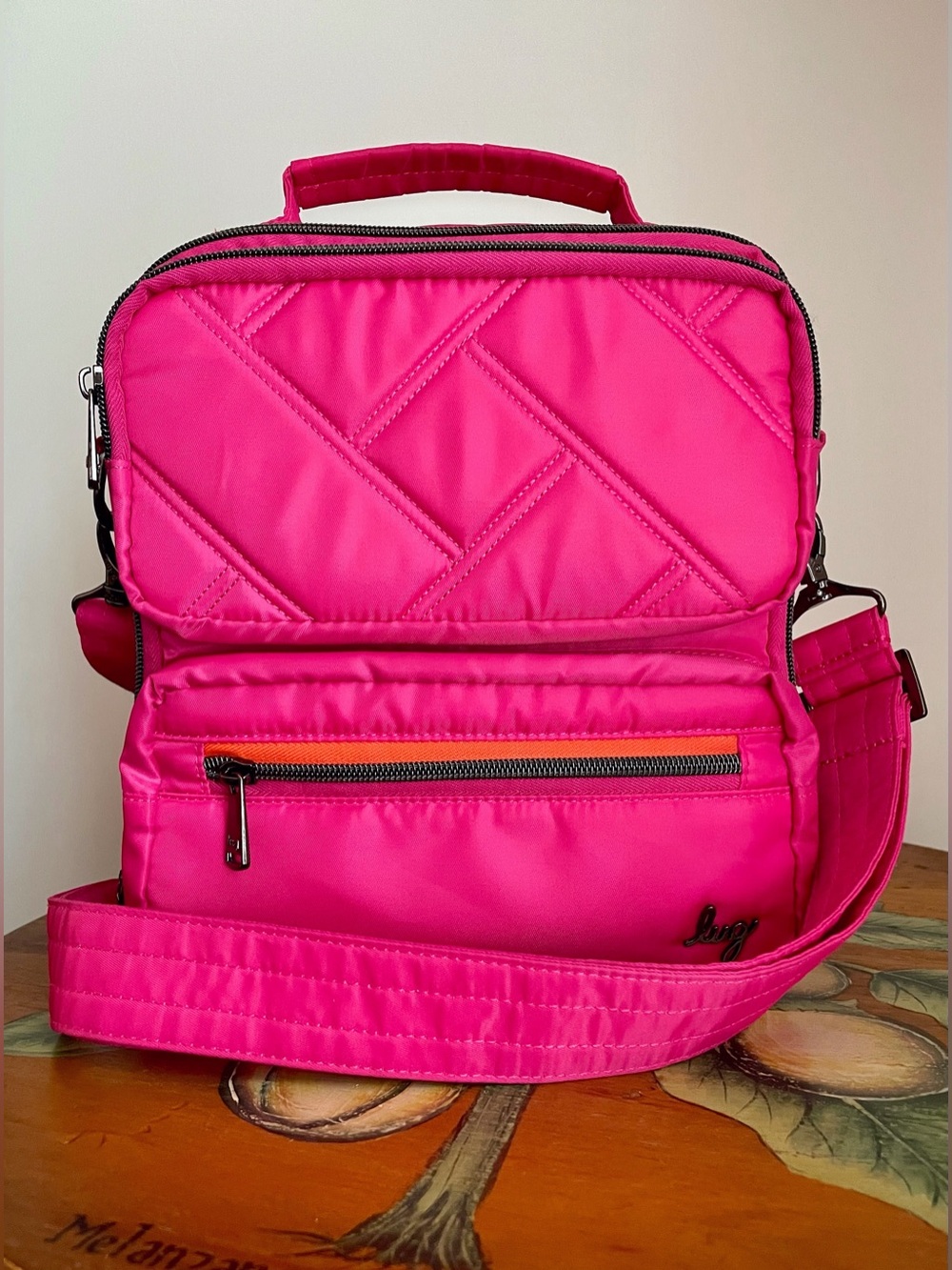 LUG Wrangler Hot Pink Quilted Cargo Crossbody Bag w/ Built-in Wallet